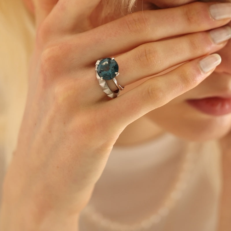 SILVER925 12mm Round Color Stone Ring
