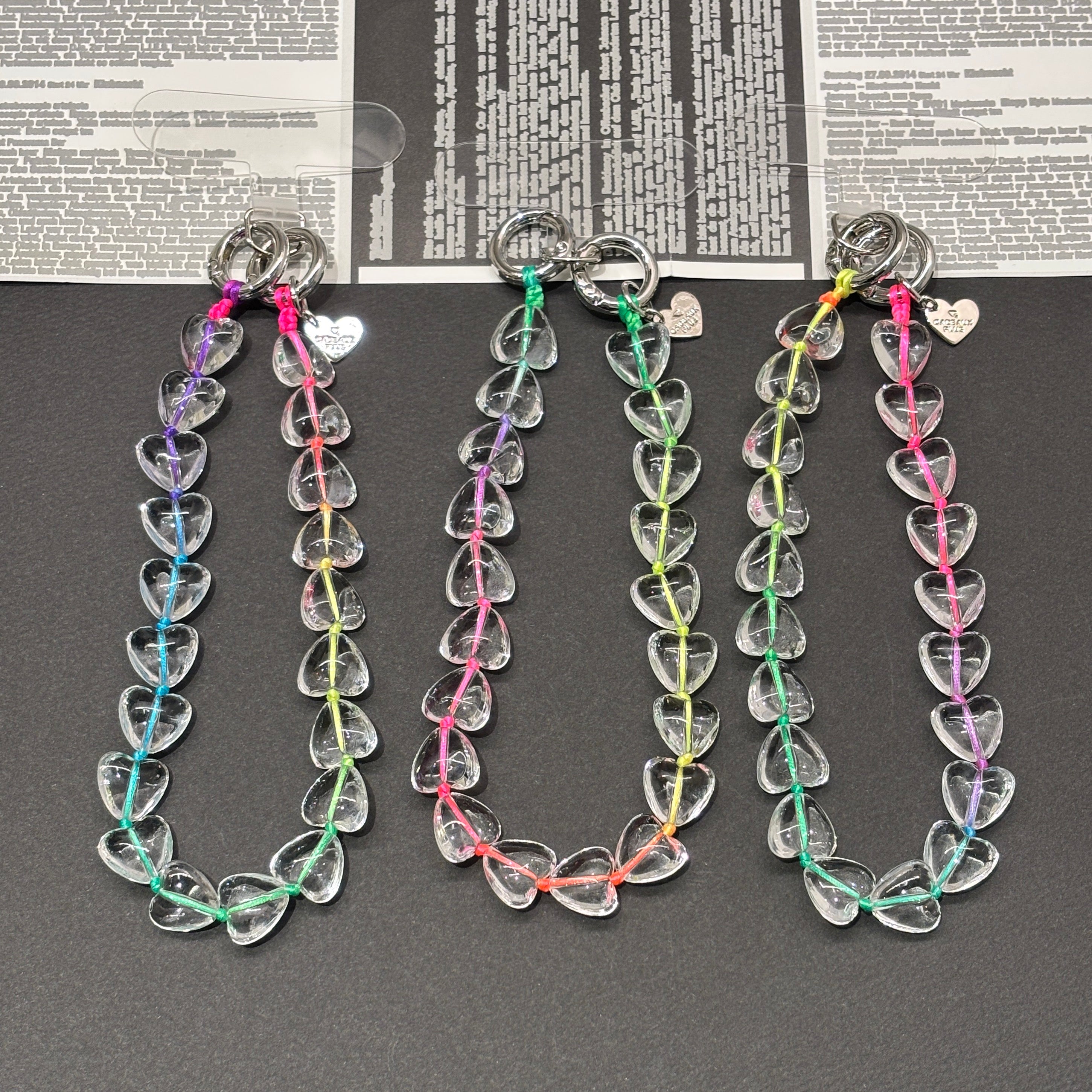 クリアハート スマホストラップ