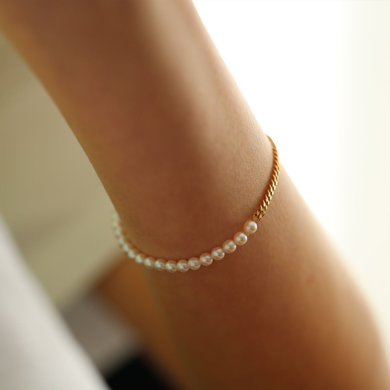 あこや真珠×チェーンブレスレット