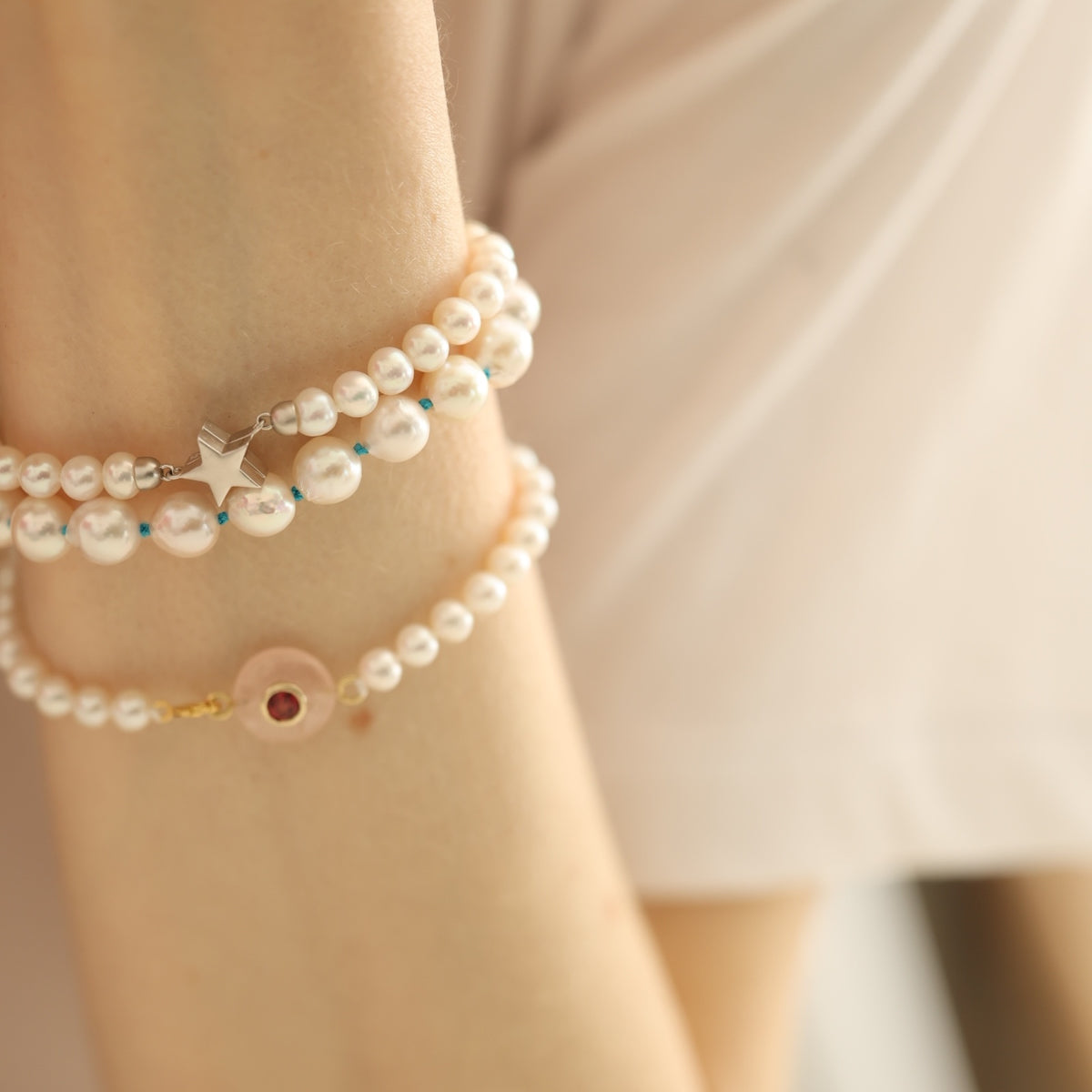 SILVER925 星クラスプパールブレスレット(bracelet171)