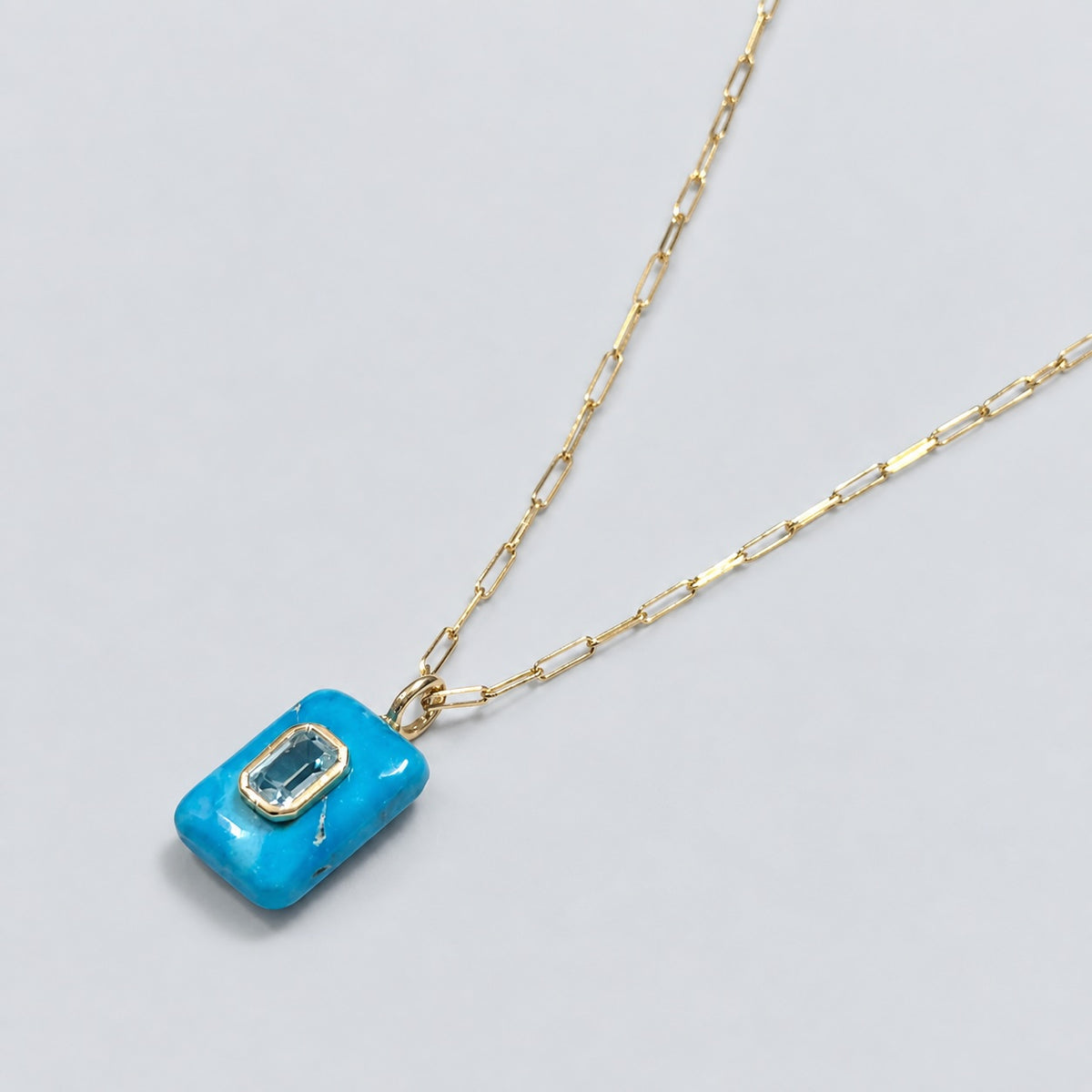 SILVER925 Inlay Necklace Rectangle(necklace294-SVG)