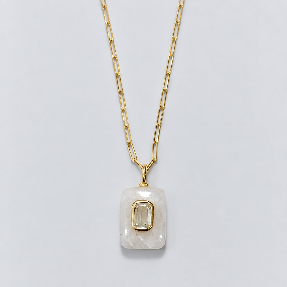SILVER925 Inlay Necklace Rectangle(necklace294-SVG)