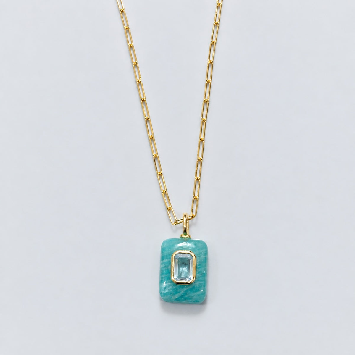 SILVER925 Inlay Necklace Rectangle(necklace294-SVG)