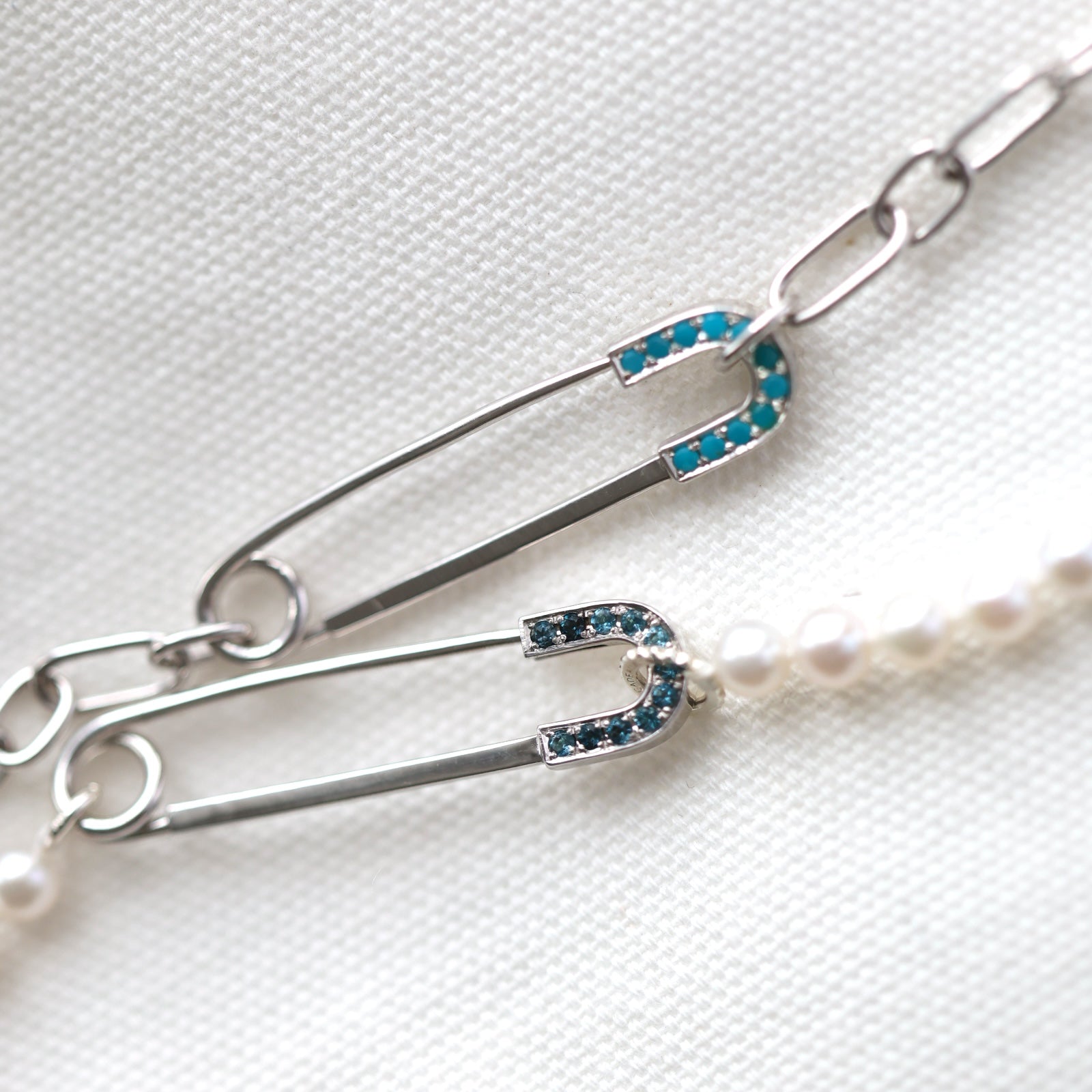 SILVER925 SAFETY PIN パールネックレス