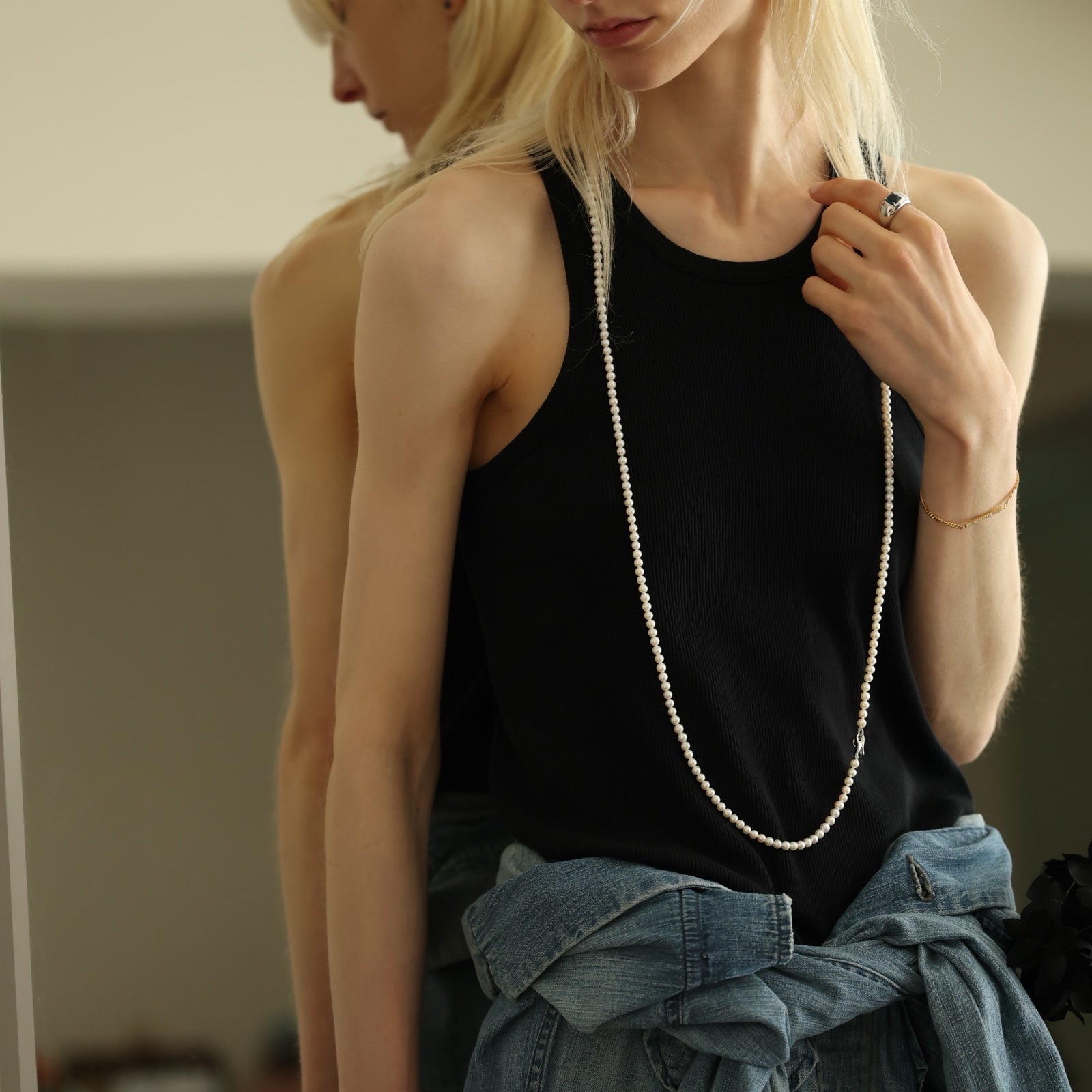 ロープパールネックレス（necklace281-5mm）