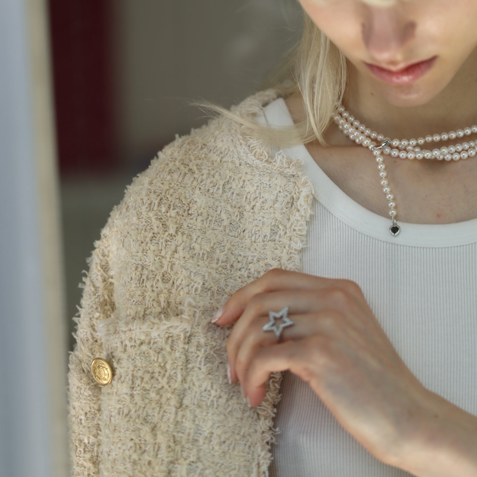 ロープパールネックレス（necklace281-5mm）