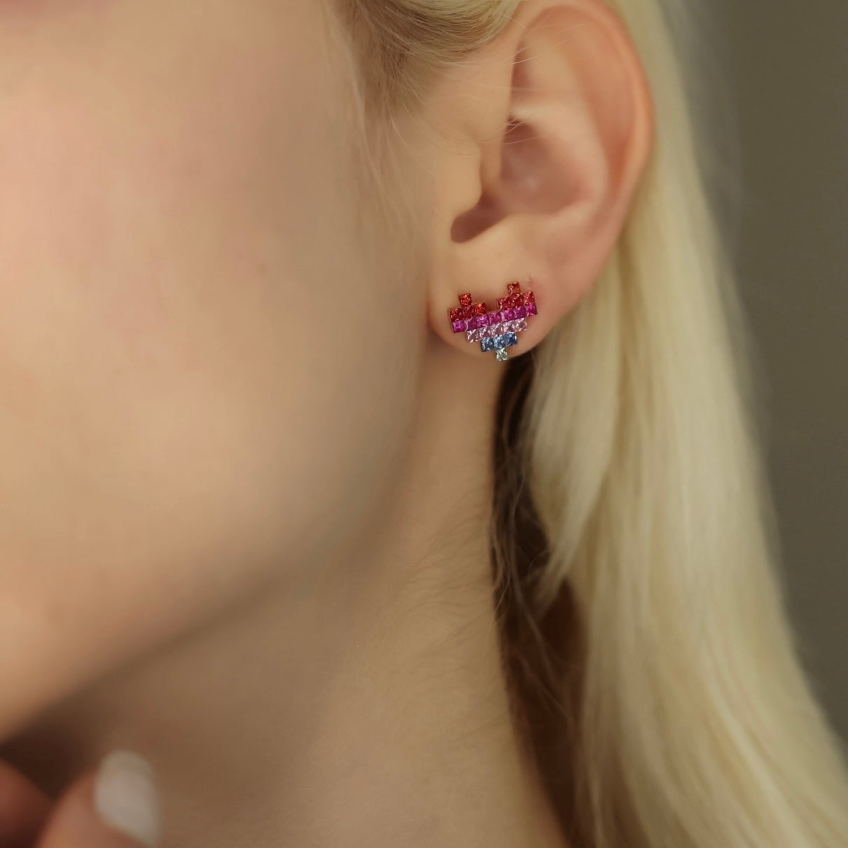 ピクセルハートシングルピアス