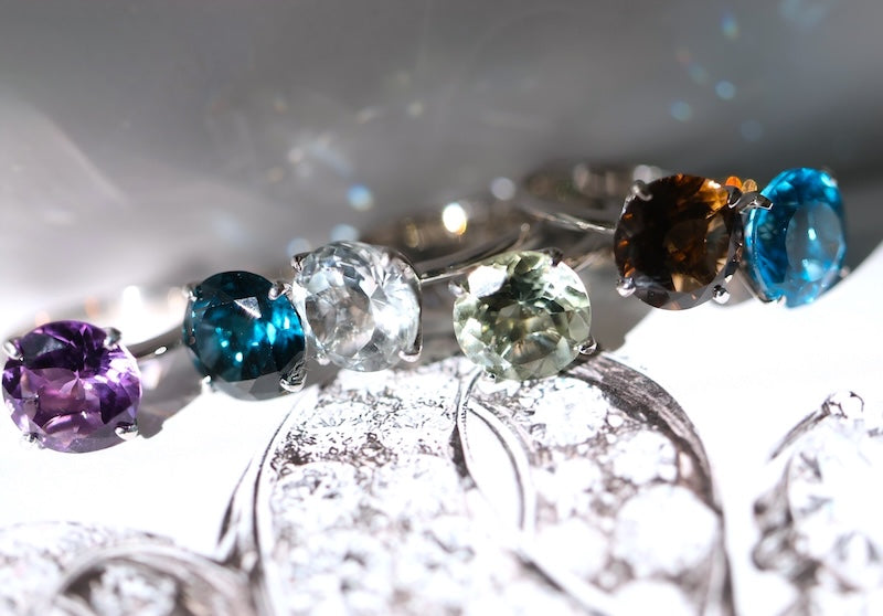 SILVER925 12mm Round Color Stone Ring