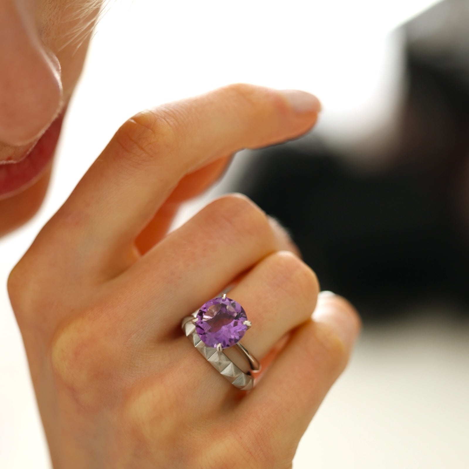 SILVER925 12mm Round Color Stone Ring