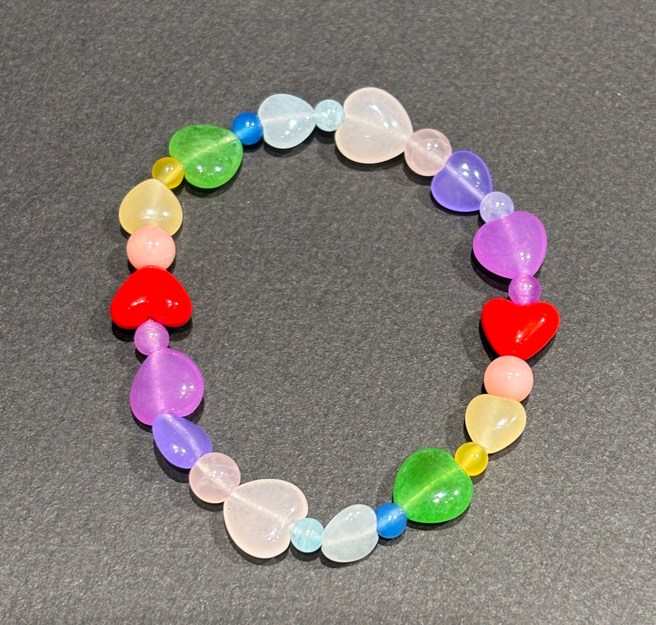 レインボーハート天然石ブレスレット