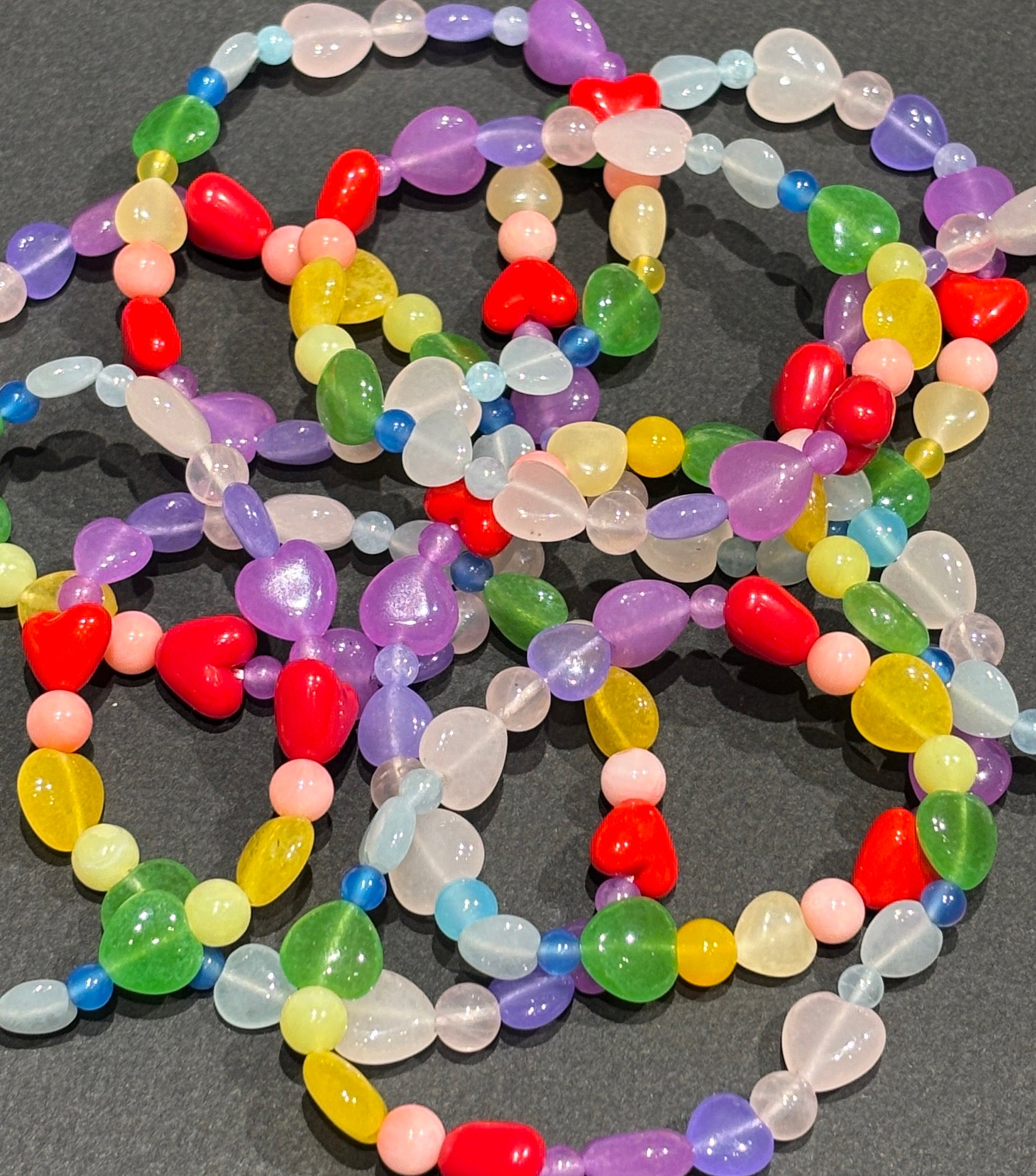レインボーハート天然石ブレスレット