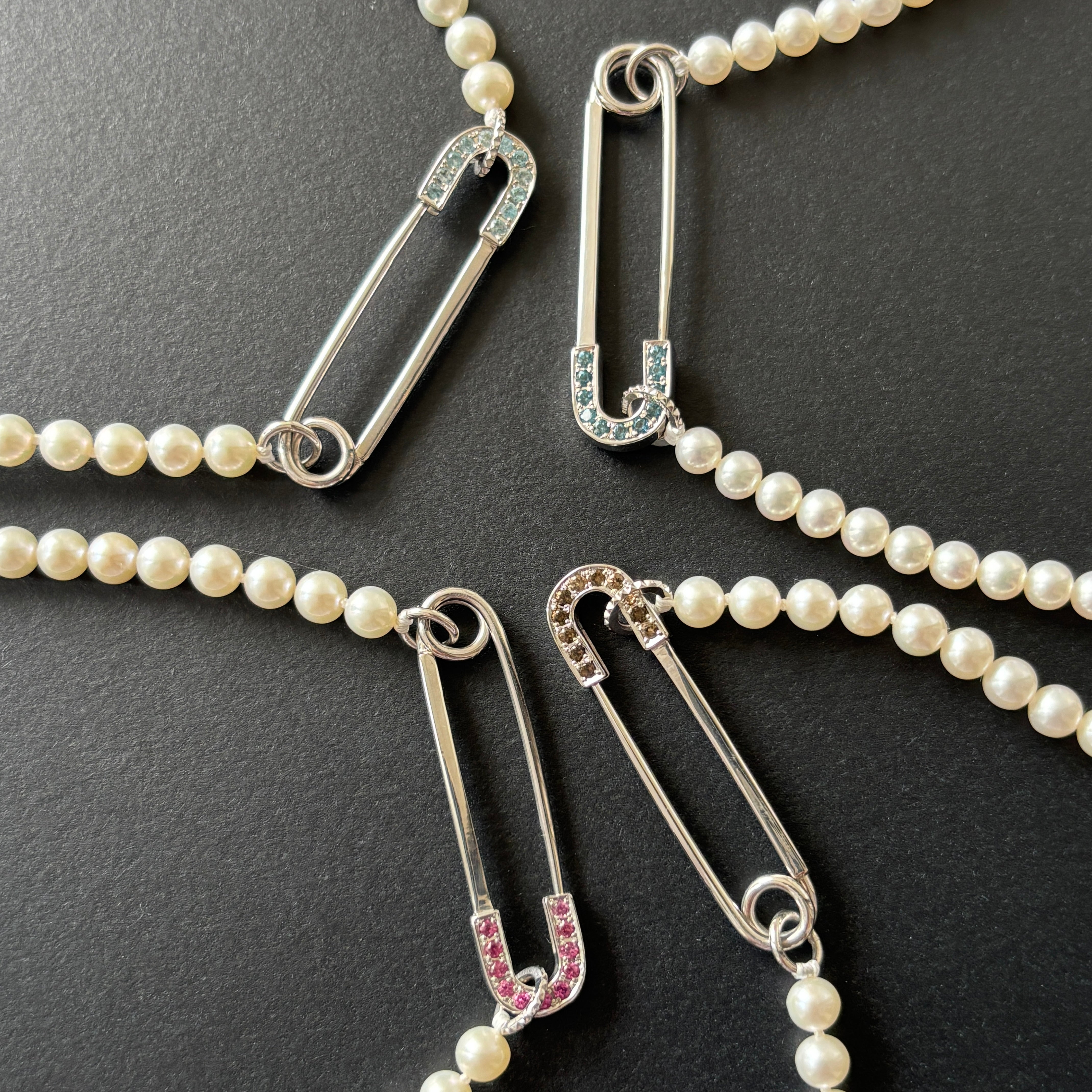 SILVER925 SAFETY PIN パールネックレス