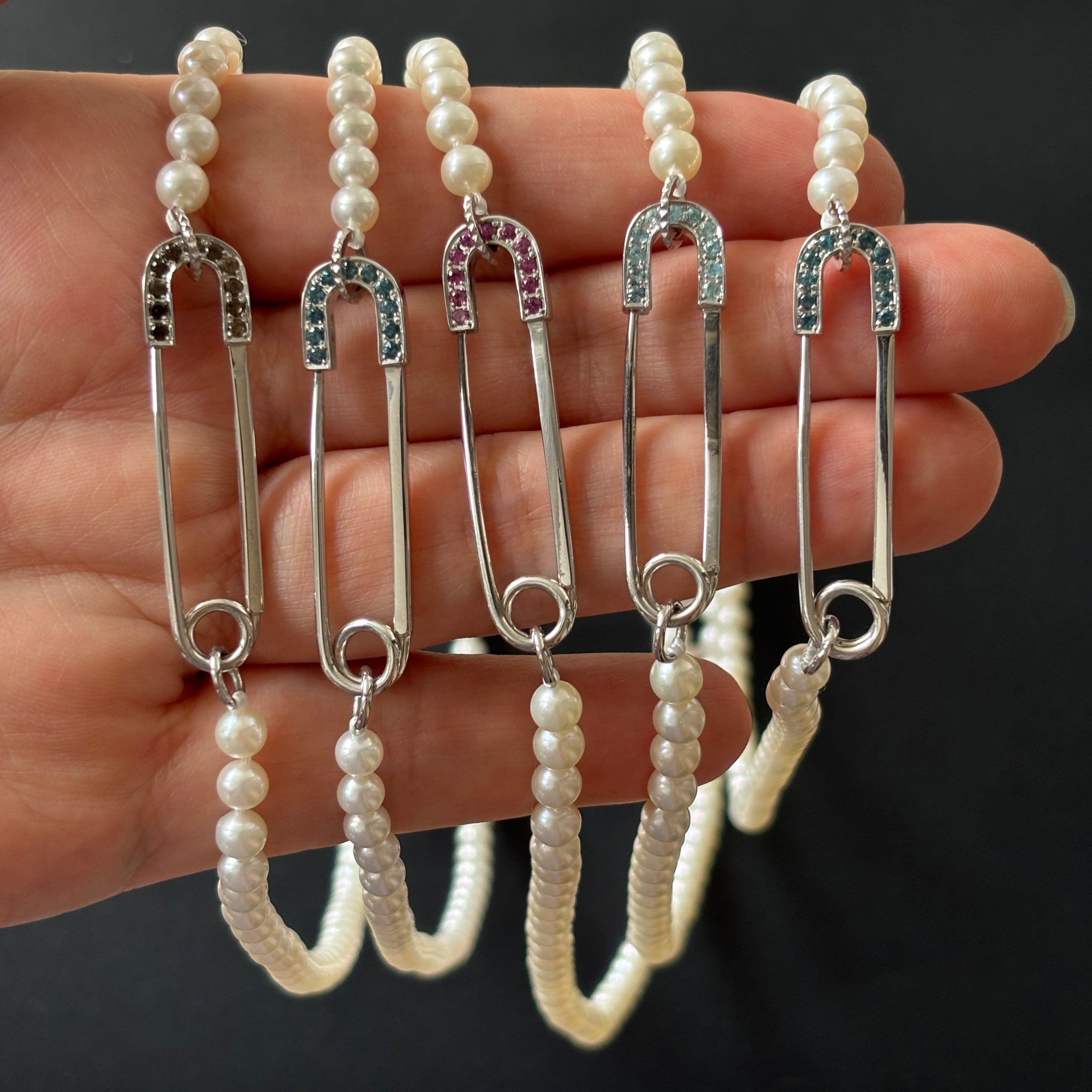 SILVER925 SAFETY PIN パールネックレス