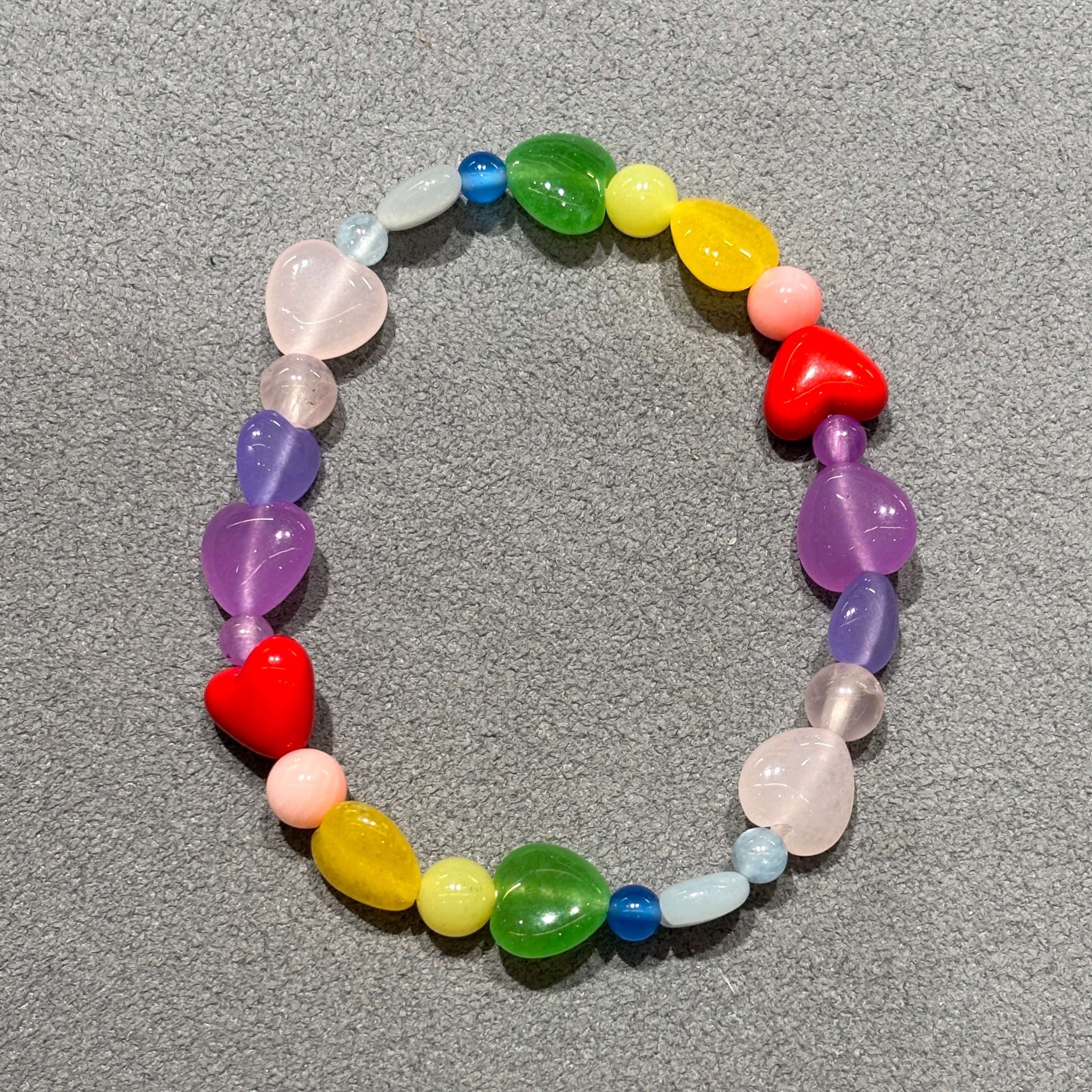 レインボーハート天然石ブレスレット