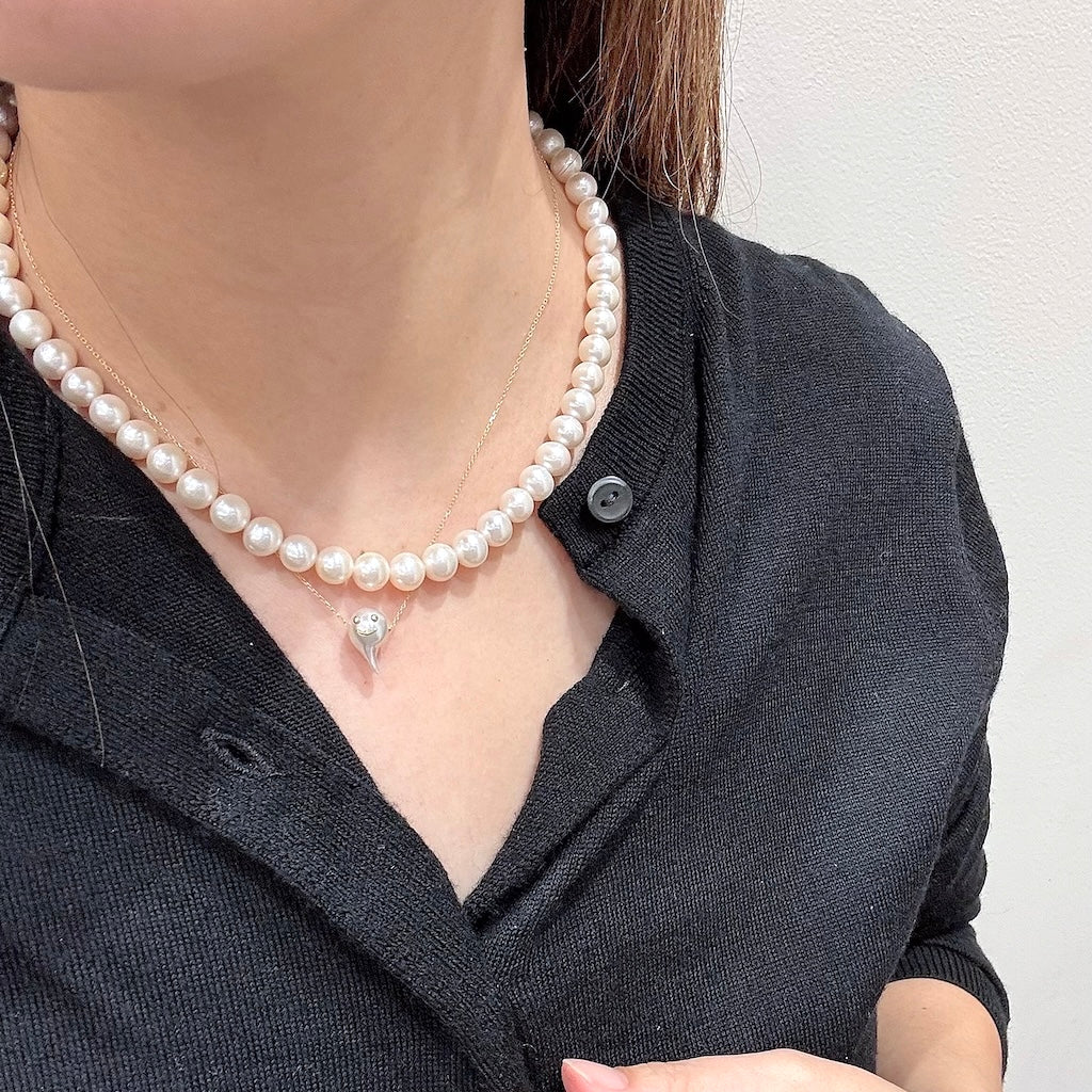シルバー 淡水パール ネックレス 約75cm 淡水真珠7mmネックレス