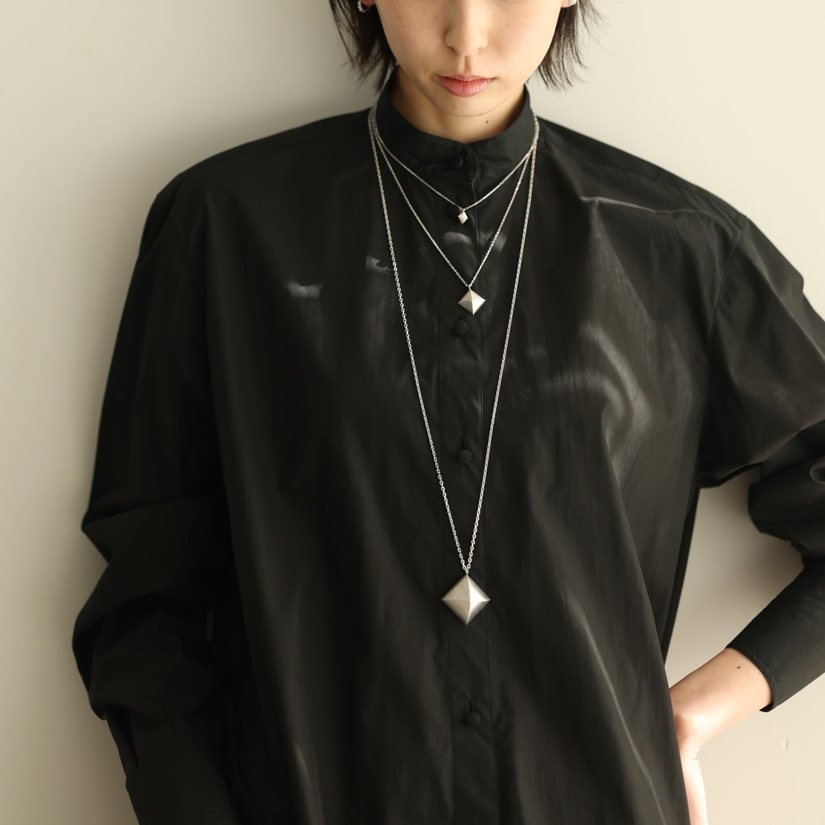 SILVER925 スタッズネックレス【M】