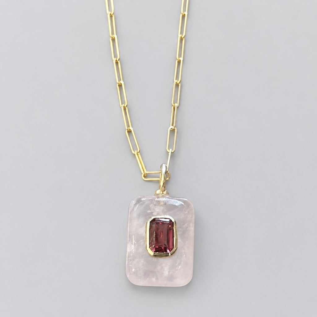 SILVER925 Inlay Necklace Rectangle（necklace294-SVG）