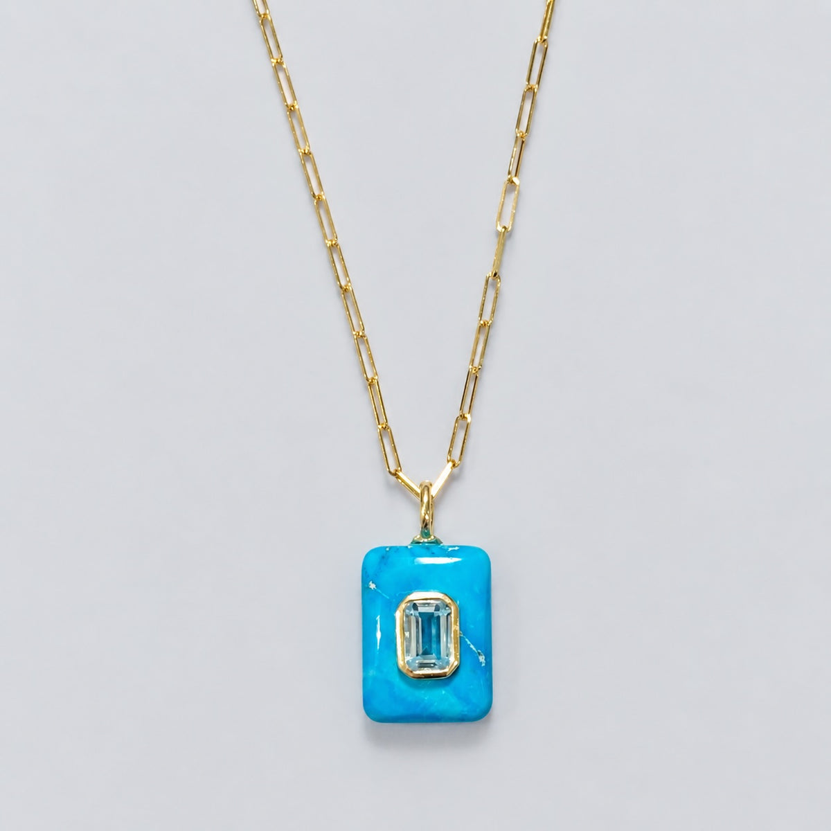 SILVER925 Inlay Necklace Rectangle（necklace294-SVG）