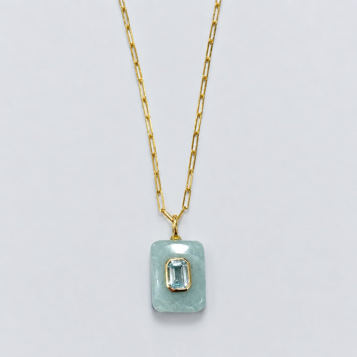 SILVER925 Inlay Necklace Rectangle（necklace294-SVG）